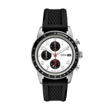 Imagem de Fossil Relógio masculino esportivo Tourer cronógrafo preto de silicone, Preto