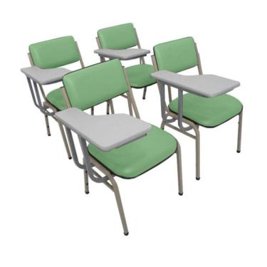 Imagem de Kit com 4 Cadeiras Escolar Universitária para Auditórios Linha Hotel Smart Verde