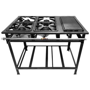 Imagem de Fogão Industrial 4 Bocas P7 com Chapa Bifeteira Alta Pressão Metalfour