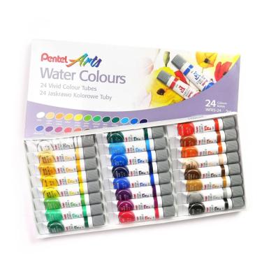 Imagem de Kit Pentel Arts Aquarela 24 Cores Vibrantes Tubos com 5ml