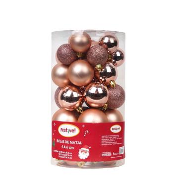 Imagem de Conjunto com 30 Bolas de 4 a 6cm Rose Gold para Árvore de Natal - Festive