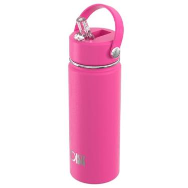 Imagem de OISIZ Garrafa de água infantil de 510 g com tampa de palha, garrafa de água isolada a vácuo, garrafas de aço inoxidável 316 para crianças para escola, copos de água à prova de vazamento, livre de BPA