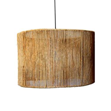 Imagem de Luminária 40cm Redonda De Teto Lustre Pendente Rústico Sisal Com Fio