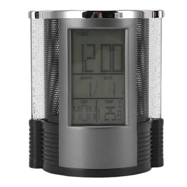Imagem de Titular da Caneta do Relógio Eletrônico, Relógio Digital LCD Com Exibição de Temperatura do Calendário Perpétuo para Desktop do Escritório Em Casa