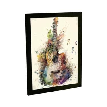 Imagem de Quadro Decorativo Violão Ilustração Cores Claras Musica Rock Decoração Poster Quarto Sala