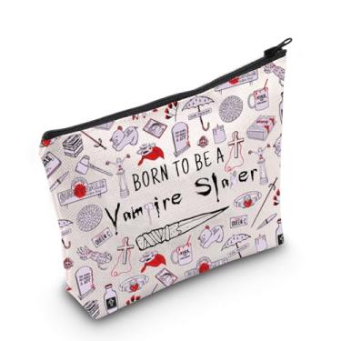Imagem de JNIAP Presente inspirado na BTVS Born to be a Vampire Slayer, bolsa de cosméticos Buffy Show Gift, Born to be a Vampire Bag