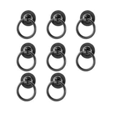 Imagem de RZDEAL Pacote com 8 anéis de puxador de armário de latão maciço, puxadores de gaveta pretos retrô puxadores de gaveta puxadores de latão vintage para armários