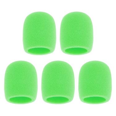Imagem de OriGlam 5 capas de microfone de espuma grossa para microfone de mão, para-brisas, capa de microfone lavável com filtro pop para desempenho KTV (verde)