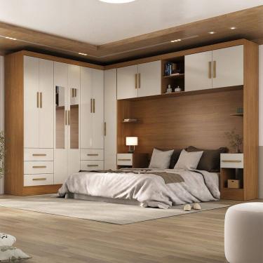 Imagem de Guarda-Roupa Modulado Soberano 11 Portas 8 Gavetas com Espelho Cinamomo/Off White - Panorama Móveis