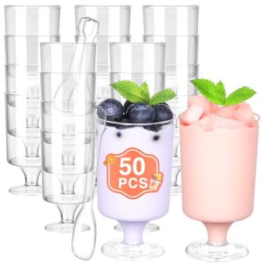 Imagem de Eupako 118 g - minicopos de sobremesa com colheres-transparente-plástico-parfait-cops-redondos-pequenos-sobremesas para sobremesas, aperitivos, pudins, mousse, frutas, pacote com 50