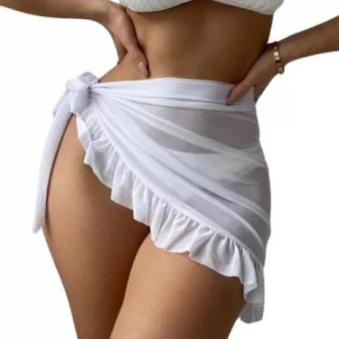 Imagem de Saia Pareô Curta Saída Praia Envelope Babado Tendência Canga - STORY, 