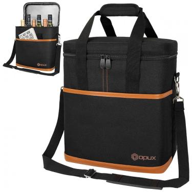 Imagem de Bolsa Térmica Para Transporte de Vinhos OPUX até 6 Garrafas, Marrom