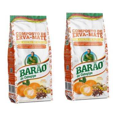 Imagem de 2 Erva Mate Chimarrão BARÃO BERGAMOTA composta 500g - Barão de Cotegip