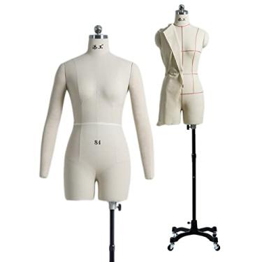 Imagem de CUTPOIY Vestido feminino forma manequim para costura, corpo de tronco de manequim plus size com braços e rodas para costureiras costureiras costurar roupas interessantes (branco pequeno)