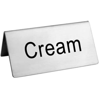 Imagem de New Star Foodservice 27365 Placa de barraca de aço inoxidável, "Cream", 7,6 cm por 3,8 cm, conjunto de 2