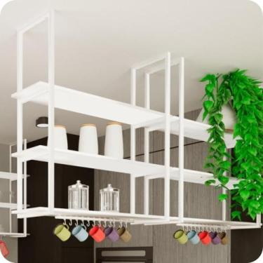Imagem de Prateleira Estilo Industrial Suspensa Teto Cozinha 80cm B.B - CromoSho