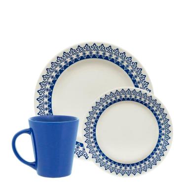 Imagem de Aparelho de Jantar e Lanche 12 Peças Biona Grécia Cerâmica Estampado