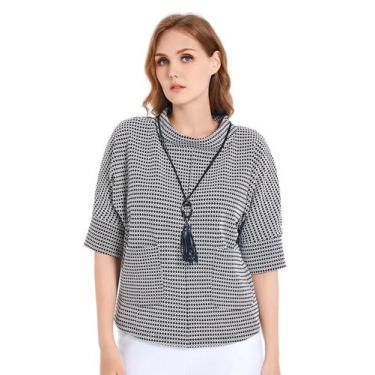Imagem de Camisa Feminina Plus Size com Gola Redonda, BR-G4, Cinza esfumaçado