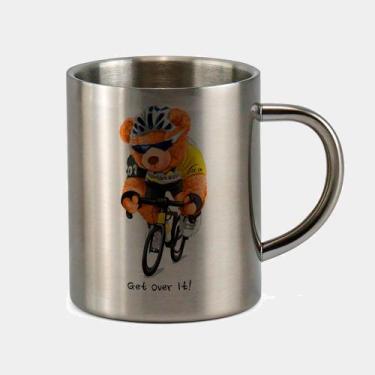 Imagem de Caneca de Inox Premium Prateada 400ml TEDDY BEAR BIKE CICLISTA CICLISM