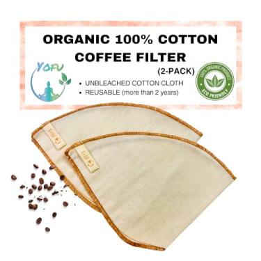 Imagem de Filtros de café de algodão orgânico reutilizáveis (2 pacotes, nº: 4) – camada única, para máquinas de café, meia de filtro de café, saco de filtro de café lavável, 100% algodão, (2 pacotes, não: 4)
