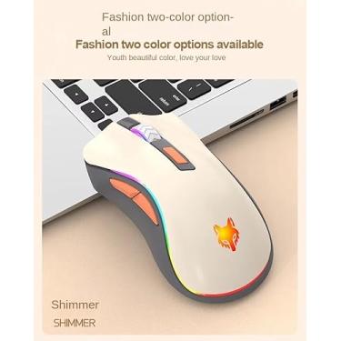 Imagem de Mouse sem Fio, Conectividade Dupla 2.4G e Bluetooth, RGB, Ergonômico, Recarregável, Azul e Cinza (Cinza)