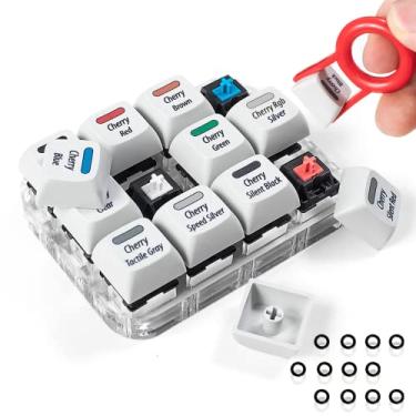 Imagem de Teclados mecânicos Griarrac Cherry MX Switch Tester Switch, com 12 teclas, ferramenta de teste, com puxador de tecla e anel de interruptor O (inclui Cherry MX Silent Speed)