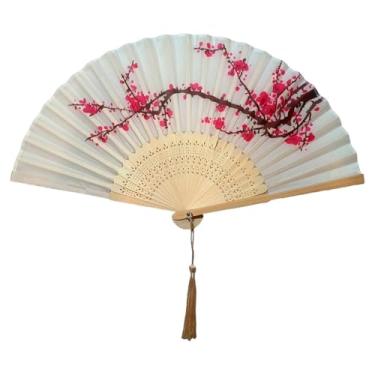 Imagem de Leque De Mão Japonês Bambu Madeira Tecido(Caramelo Sakura)