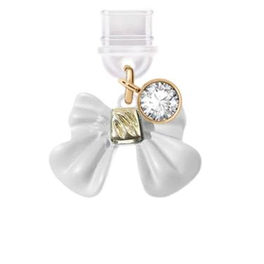 Imagem de ELISE & FONDA Porta de carregamento tipo C TP605, plugue antipoeira, pequeno arco de pintura em spray 3D, pingente de celular para iPhone 15/16/Samsung/OnePlus/Xiaomi/oppo telefones Android (branco)