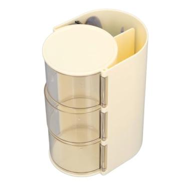 Imagem de Suporte de Armazenamento Em pó de Sopro, 3 Camada Armazenamento Em pó Transparente Com Pincéis Maquiagem 8pcs para a Tabela Vaidade (Amarelo)