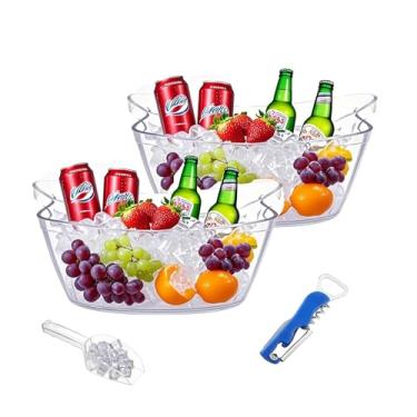 Imagem de Balde de gelo de 2 peças com 1 colher e 1 abridor de garrafa de cerveja de vinho 5,5 L grande acrílico transparente balde de champanhe para festas, suprimentos de bar Mimosa, cervejas, bebidas (2