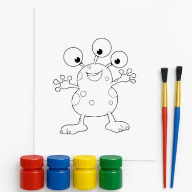 Imagem de Meu Pequeno Artista, Desenho e Pintura Infantil, Papel, Tintas e Pincéis Coloridos (Alien A6)
