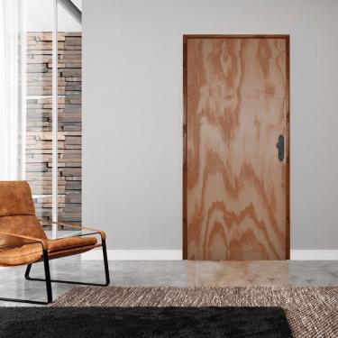 Imagem de Kit Porta De Madeira 210X70Cm Batente 11Cm Fechadura Bola Interna Mescla Lisa Mescla