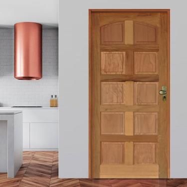 Imagem de Kit Porta De Madeira 210X82Cm Batente 11Cm Fechadura Taco De Golf Externa Topazio Padrão Cedrinho