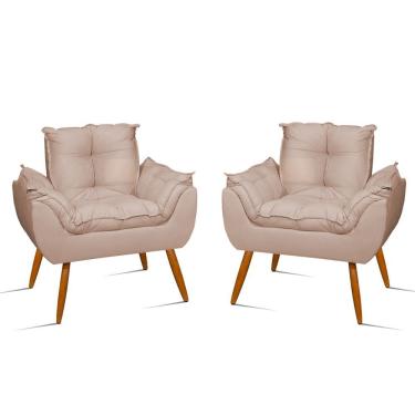 Imagem de Kit 2 Poltronas Cadeiras Reforçadas Confortáveis – Jl Decor Cor:bege