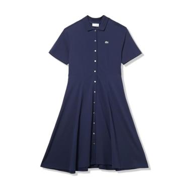 Imagem de Lacoste Vestido polo feminino justo e flare, Azul marinho, 36