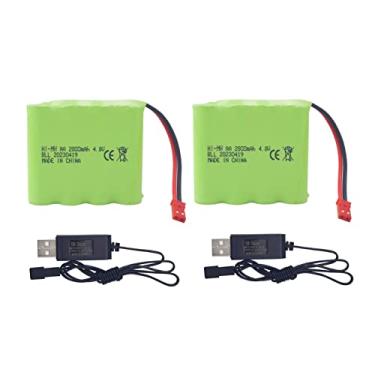 Imagem de sea jump Pacote De 2 Baterias Aa 4,8 V 2800 Mah Rc Com Plugue Jst-2P E Cabo Carregamento Usb Adequado Para Brinquedos Elétricos, Escavadeiras, Caminhões, Veículos Engenharia,