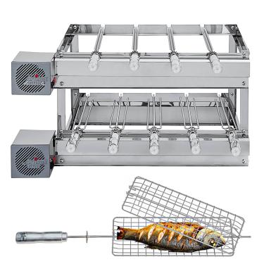 Imagem de Churrasqueira Gira Grill DUPLA 100% Inox - Artinox Grill - 9 Espetos Giratórios + Grelha Giratória Frango/Peixe