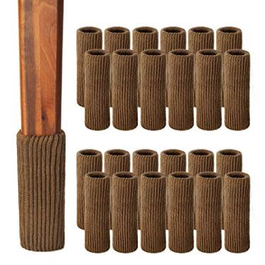 Imagem de Sprytenzi Protetores De Pernas Cadeira Para Pisos Madeira, Meias Malha Elásticas Antiderrapantes E Sem Riscos Móveis, Adequadas A Maioria Dos Pés Redondos Ou Quadrados, 24 Peças, Marrom