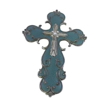 Imagem de Bothyi Estátua de crucifixo em cruz, decoração de parede, pingente decorativo, parte de parede, escultura de cruz para sala de estar, mesa de jardim e casa, 20.5 Cm X 29.5 Cm