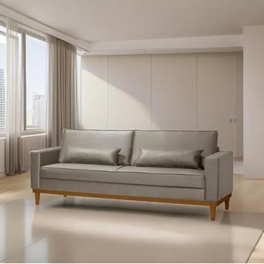 Imagem de Sofá Living Valência 2,20mt - Base Madeira - Corino Bege