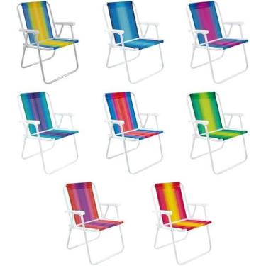 Imagem de Cadeira mor alta aluminio com braço em plastico (cor variada)