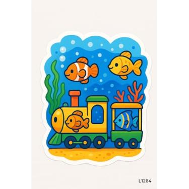 Imagem de Adesivo Infantil Trem Submarino com Peixes Coloridos