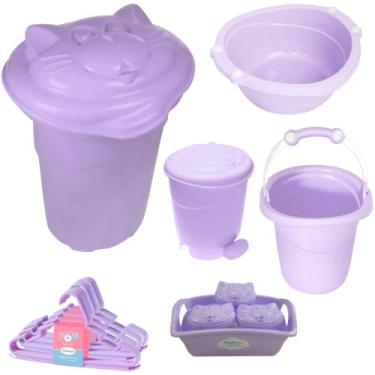 Imagem de Kit Cesto Roupa De Bebê Plastibaby com Bacia + Balde + Lixeira + Organ