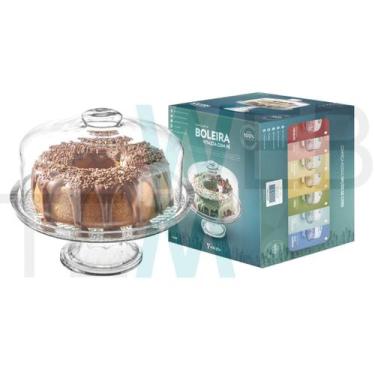 Imagem de Boleira de Vidro com Pé e Tampa Vitazza Prato 28cm para Bolo, Doce, So