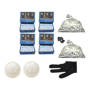 Imagem de 2kg Giz Branco 4 Cx Azul 40 Ponta 2 Bolão 1 Luva Sinuca Taco - Tacolan