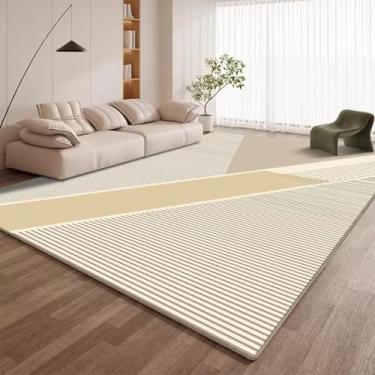 Imagem de Tapete geométrico moderno para sala de estar, decoração de estilo simples, macio, grande, cabeceira de quarto, antiderrapante, lavável (200x200cm 78x78 pol./Pêlo de laço-9)