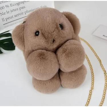 Imagem de Bolsa ursinho 18x24cm fofo de mão infantil com alcinha corrente - Filó