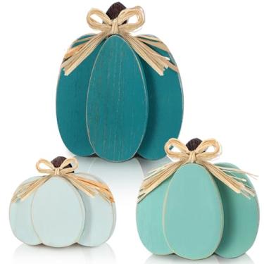 Imagem de Ferraycle 3 peças decoração de abóbora outono placas de madeira 3D abóbora decoração de mesa placa de fazenda bandeja rústica em camadas decorações bloco centros de mesa placa de pé para colheita de