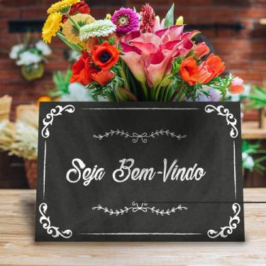 Imagem de Placa Decorativa MDF Frase Giz Bem Vindo 30x40 - Quartinhos