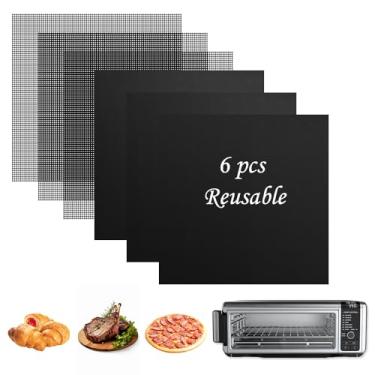 Imagem de Para forros Ninja Air Fryer de 30,5 x 30,5 cm, 3 forros + 3 folhas de malha, forros de forno para parte inferior do forno, tapete de cozimento/micro-ondas/churrasqueira, 232 °C, quadrado pré-cortado